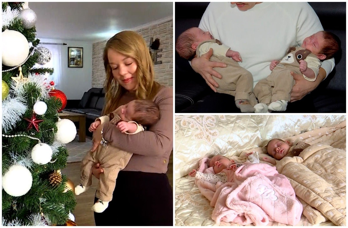 Tripleţii abandonaţi la naştere şi adoptaţi de două asistente maternale din Baia Mare au ajuns acasă: „Sunt nişte bebeluşi foarte cuminţi. Îi iubim mult”