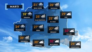 Vremea de mâine 16 aprilie 2024. Diferențe de 15 grade între nordul și sudul țării. Sunt așteptate furtuni