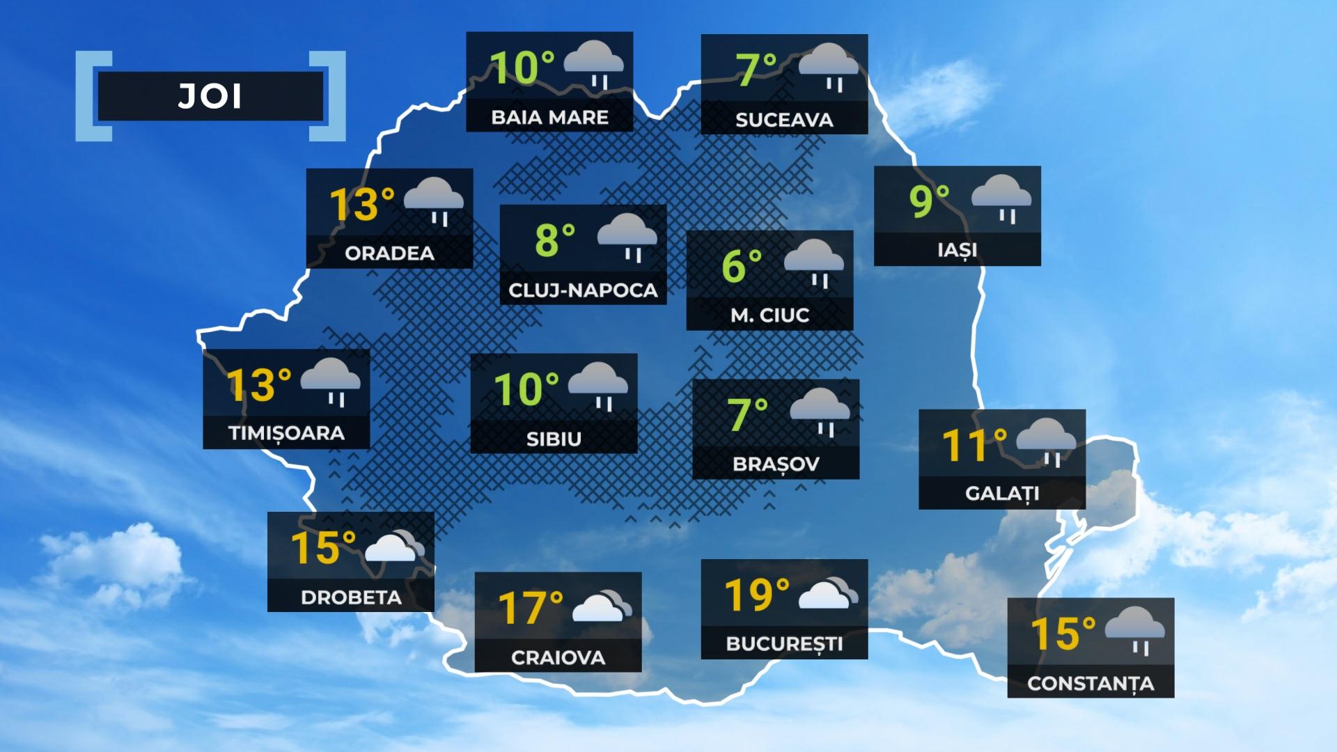 Vremea de mâine 18 aprilie 2024. Temperaturi scăzute și ploi în aproape toată țara