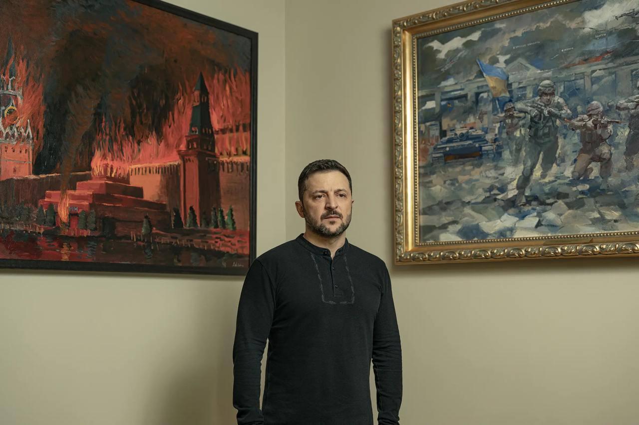 Zelenski şi-a pus în birou un tablou cu Kremlinul în flăcări. Ce spune despre cearta cu Trump: Am apărat demnitatea Ucrainei