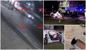 Cursa mortală din Constanţa, surprinsă de camere. Impactul a fost atât de violent că bucăţi din maşina ruptă în două s-au împrăştiat pe zeci de metri
