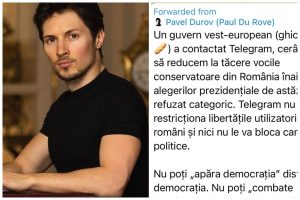 Pavel Durov, mesaj în română pe Telegram: Sugerează că a refuzat solicitarea Franței de a reduce la tăcere vocile conservatoare din România