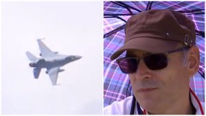 Momentul culminant al show-ului aviatic de la Craiova: avionul de luptă F-16. „Acolo e putere maximă”