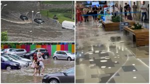Ploaia secolului în Capitală: Apă de jumătate de metru pe străzi; un mall și un tunel de metrou, inundate