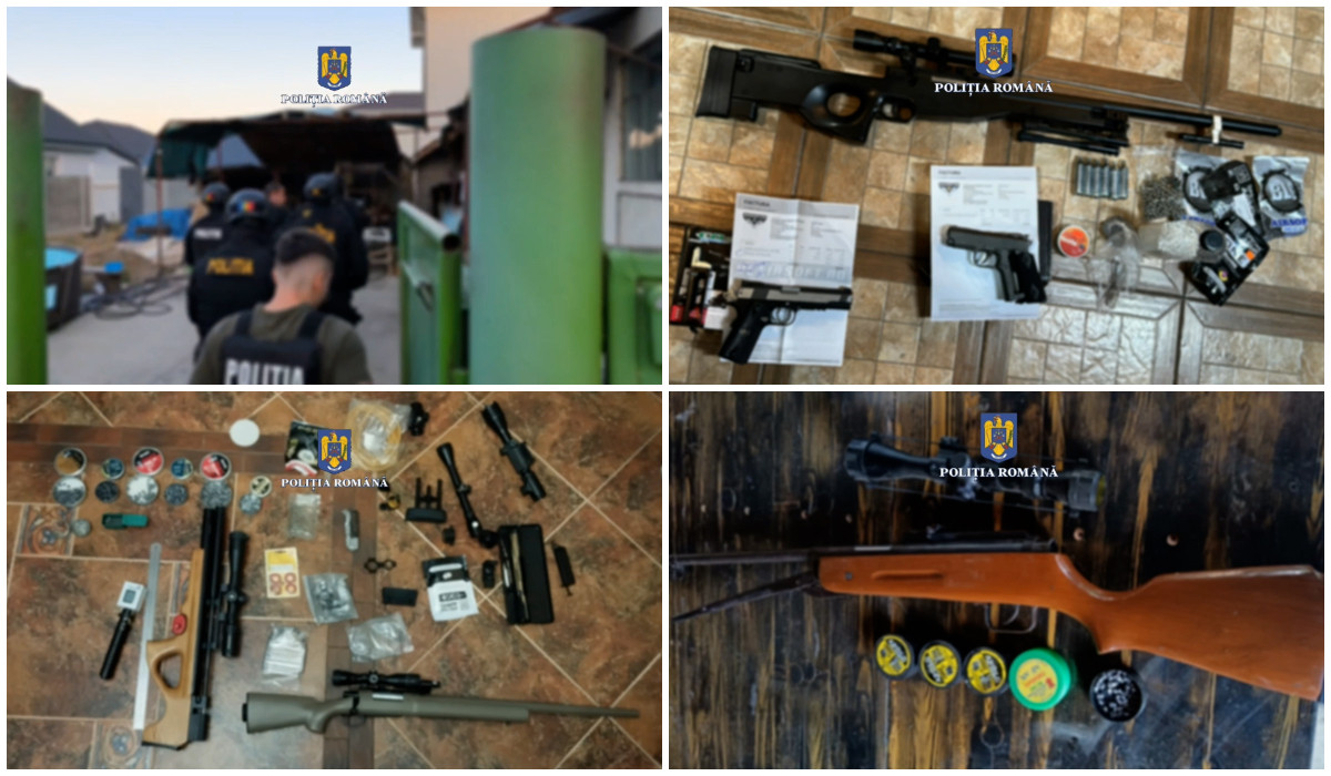 Un adevărat arsenal de arme, confiscat în Timiş. 250 de poliţisti și jandarmi au participat la percheziţii