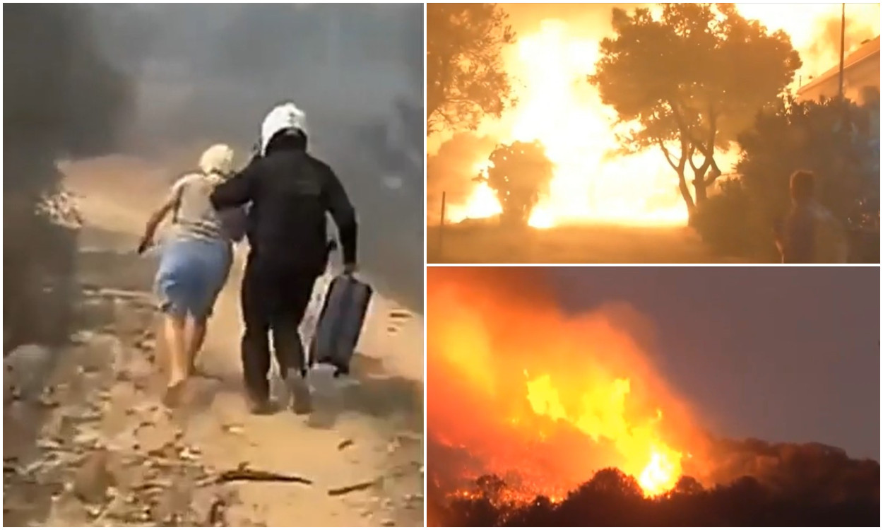 Imaginile dezastrului în Grecia, din cauza incendiilor. În Attica au fost mobilizaţi inclusiv pompieri români