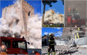 Muncitori români, prinşi sub Turnul Torre dei Conti, prăbuşit lângă Colosseum