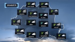 Vremea de mâine 27 decembrie. Cerul va fi mai mult noros, cu precipitaţii mixte. Maxime între -1 şi 7 grade