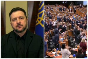 Zelenski, ovaționat 2 minute în PE: A cerut o dată clară de aderare, fără de care Putin va dezbina Europa