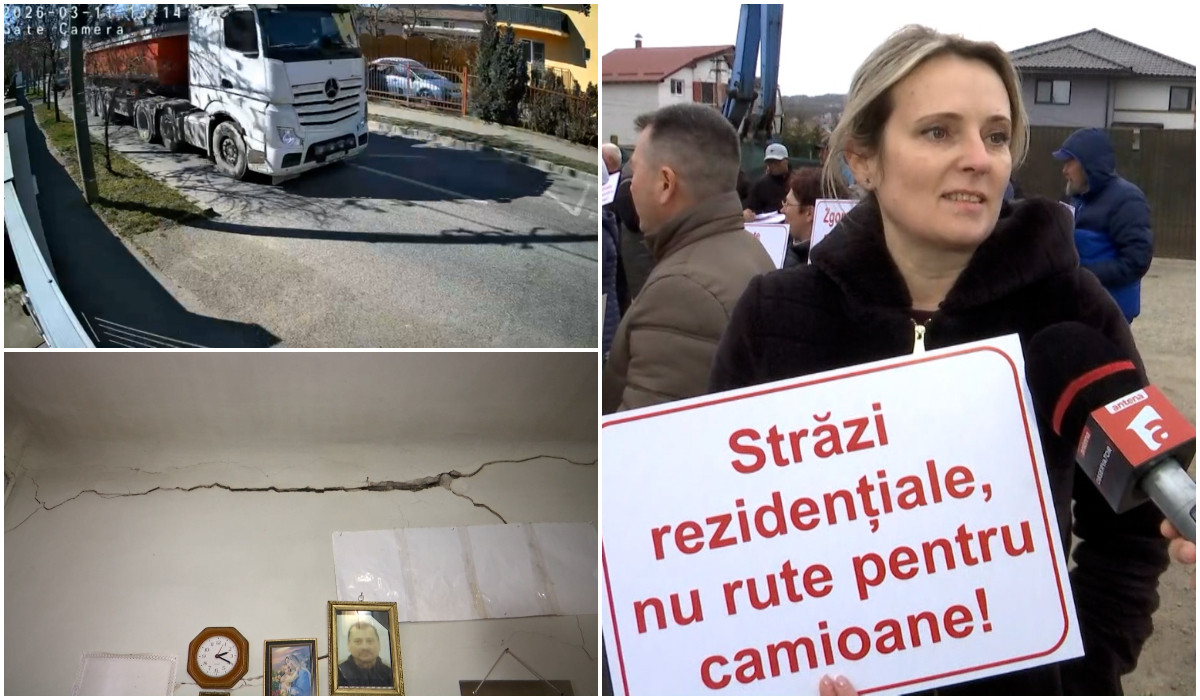 Casele unui cartier clujean, distruse de şoferii de TIR care folosesc un drum interzis