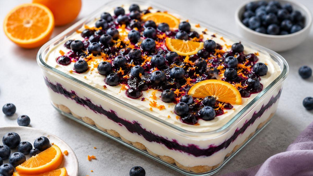 Tiramisu cu Afine și Portocală: O Delicatesă Fără Ouă și Fără Coacere pentru Vara Ta